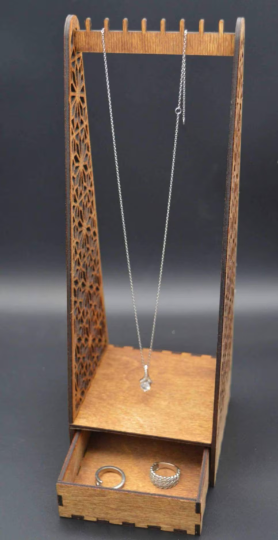 Wooden Necklace Holder with drawer Style 2